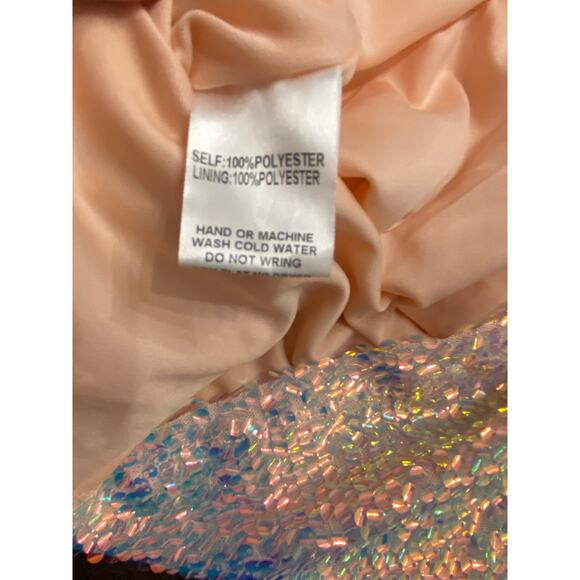 Plus Size Iridescent Champagne Rose Gold Sequin Mini Dress 3X Party New Years - Picture 9 of 10